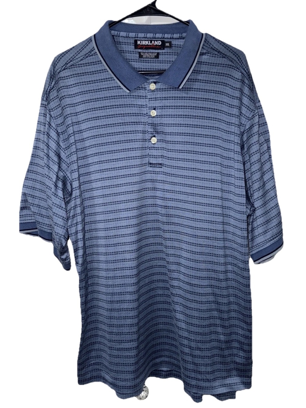 Kirkland Signature Men’s Navy Blue Patterned Polo Shirt